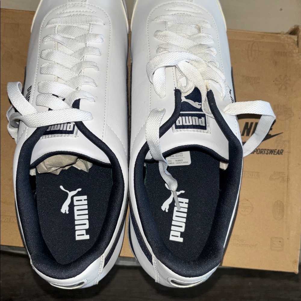 Puma Roma White and Navy Men's Sneakers - Picture 4 of 5